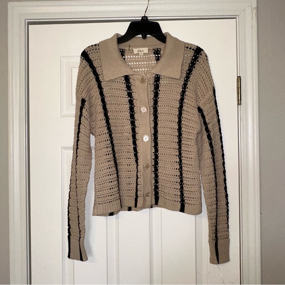 Elan crochet sweater top shirt buttom up cardigan - Picture 6 of 11
